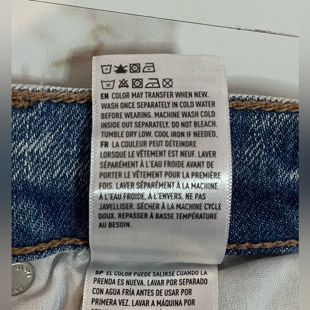 American Eagle 100% Cotton Ripped Relaxed Fit Plaid Patch Jeans Size 0 - Picture 8 of 8